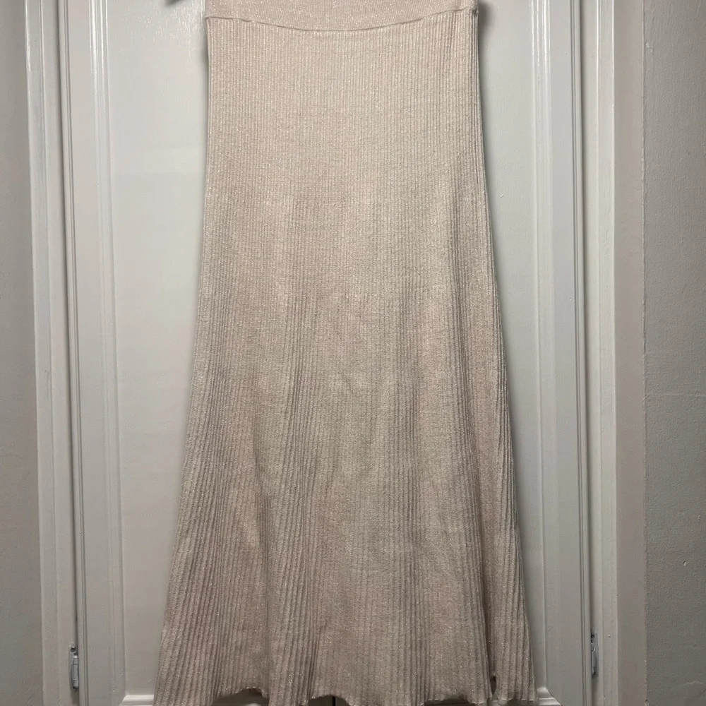 Free People Shine Bright Maxi Sweater Skirt Cream Size Small Stretch Elegant